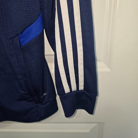 Adidas Track Climalite Jacket Sweatshirt Full Zip Blue White Size Medium - Picture 8 of 8
